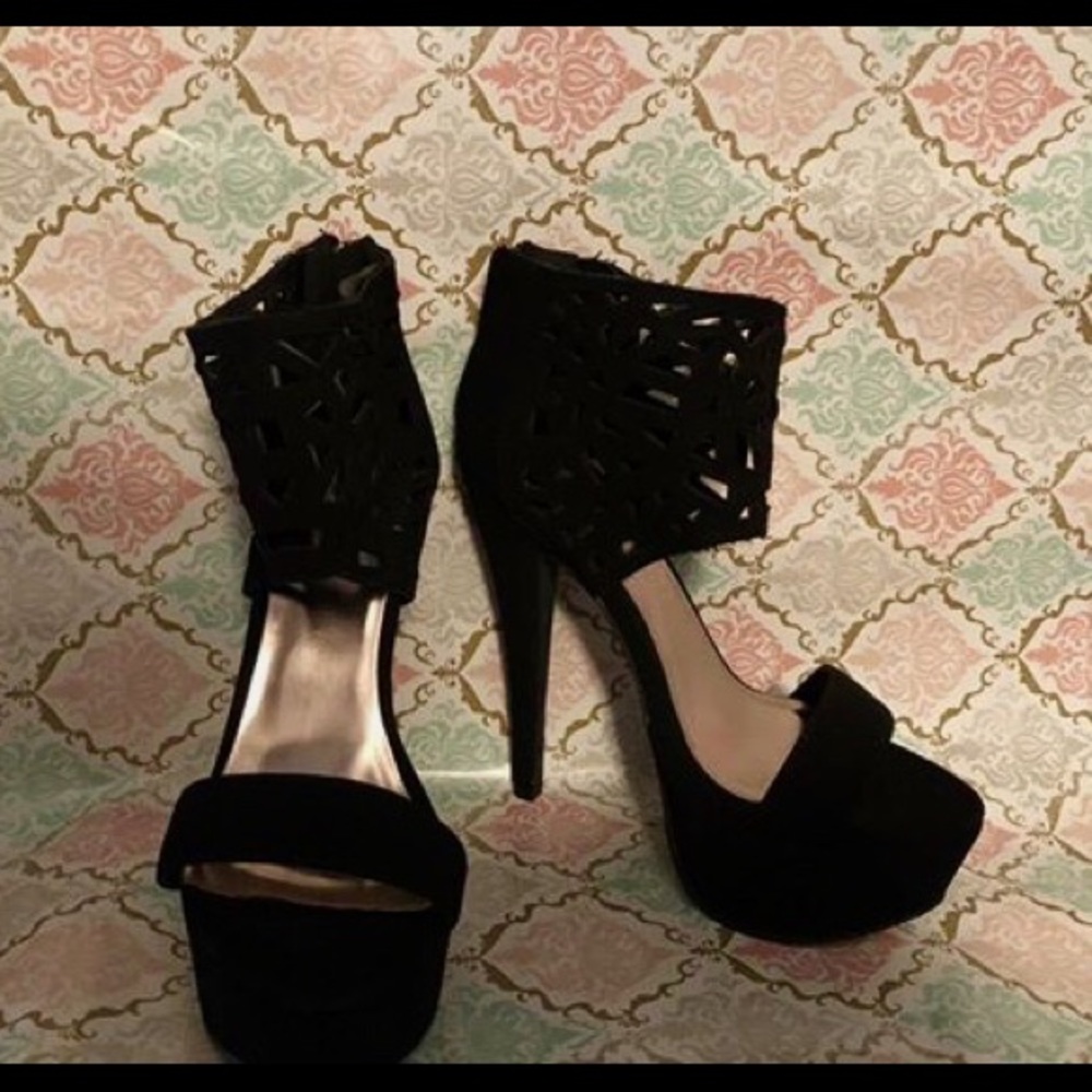 Black Lace Stiletto Heels